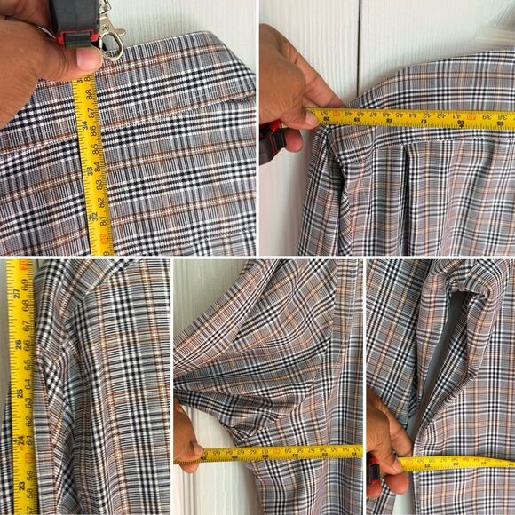 Men's Tailored Fit Plaid Shirt Size 17 XL Grey Multicolor Kirkland Signature - Picture 10 of 16